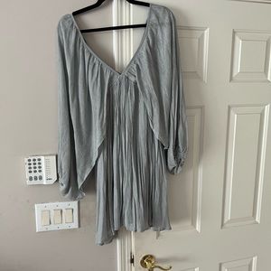 New summer light blue low cut v dress